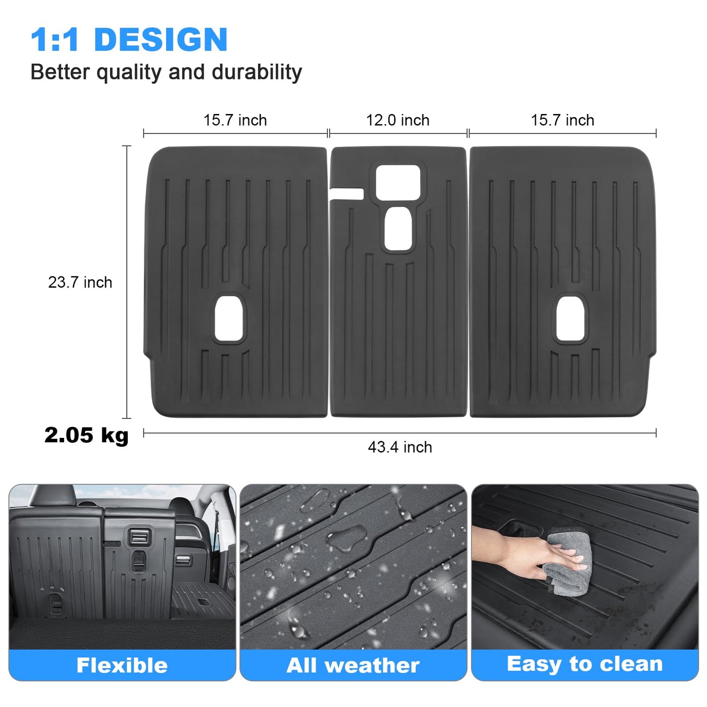 Durable TPE seat backrest mat built for the Tesla Model Y Juniper, offering flexibility, strength, and long-term protection