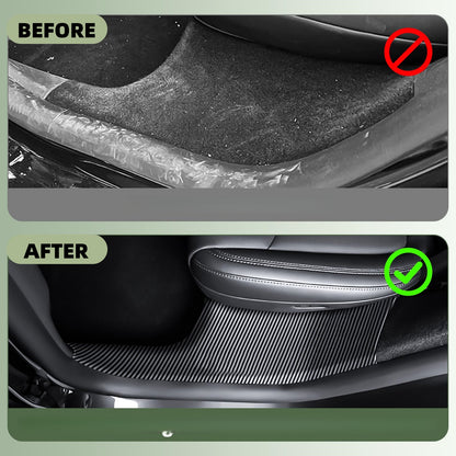 Easy-install carbon fiber door sill guard accessory for Tesla Model 3 Highland, providing long-lasting and stylish protection