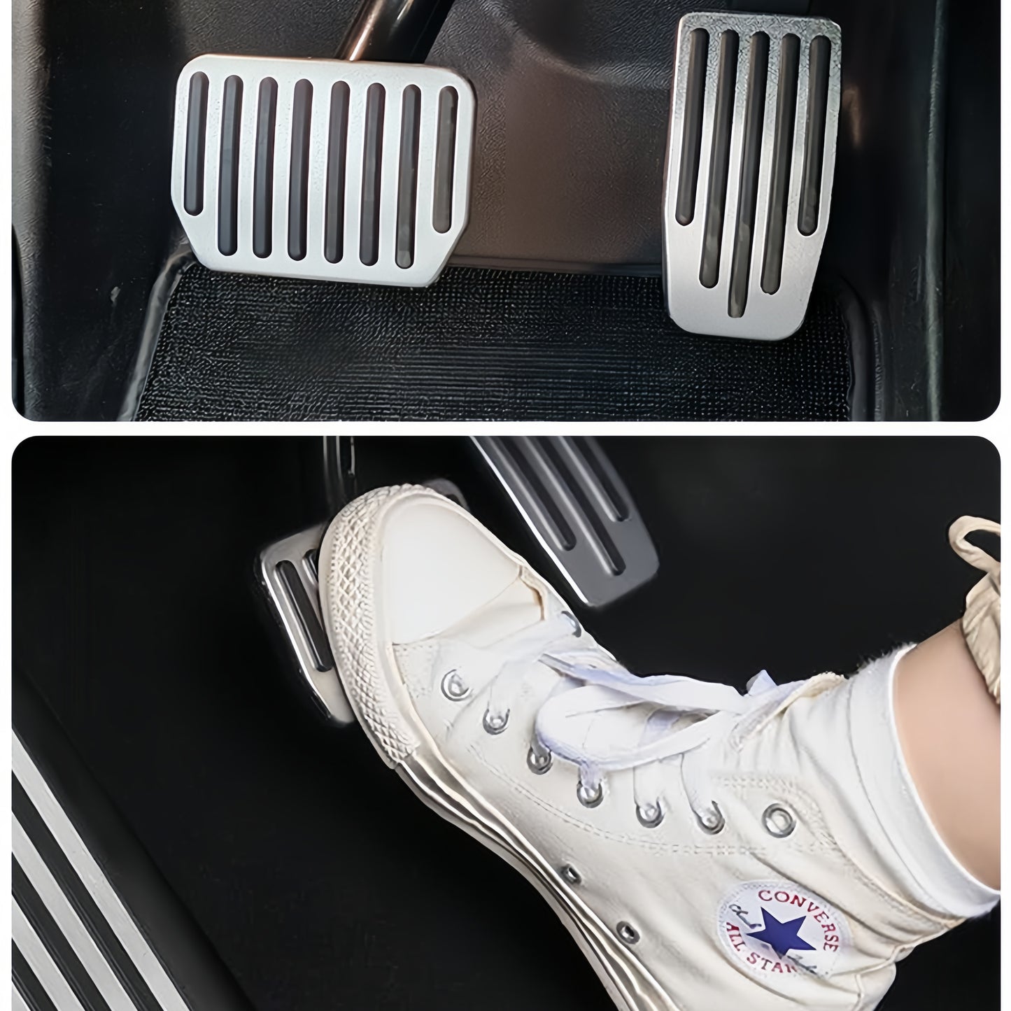 Easy no-drill installation pedal covers that slide securely onto Tesla Model 3 and Model Y pedals in minutes