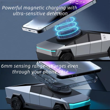 Magnetic alignment ensures fast and stable wireless charging for phone, earbuds, and watch with 6mm sensing distance