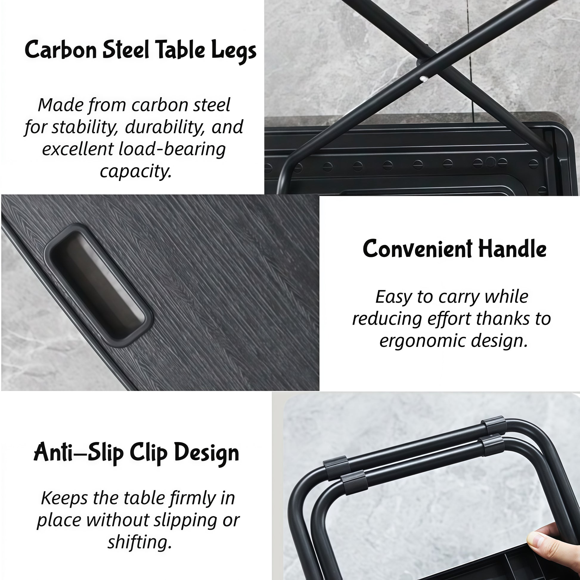 Foldable hidden trunk table designed for Tesla Model Y, saving space while offering a sturdy surface for dining and work
