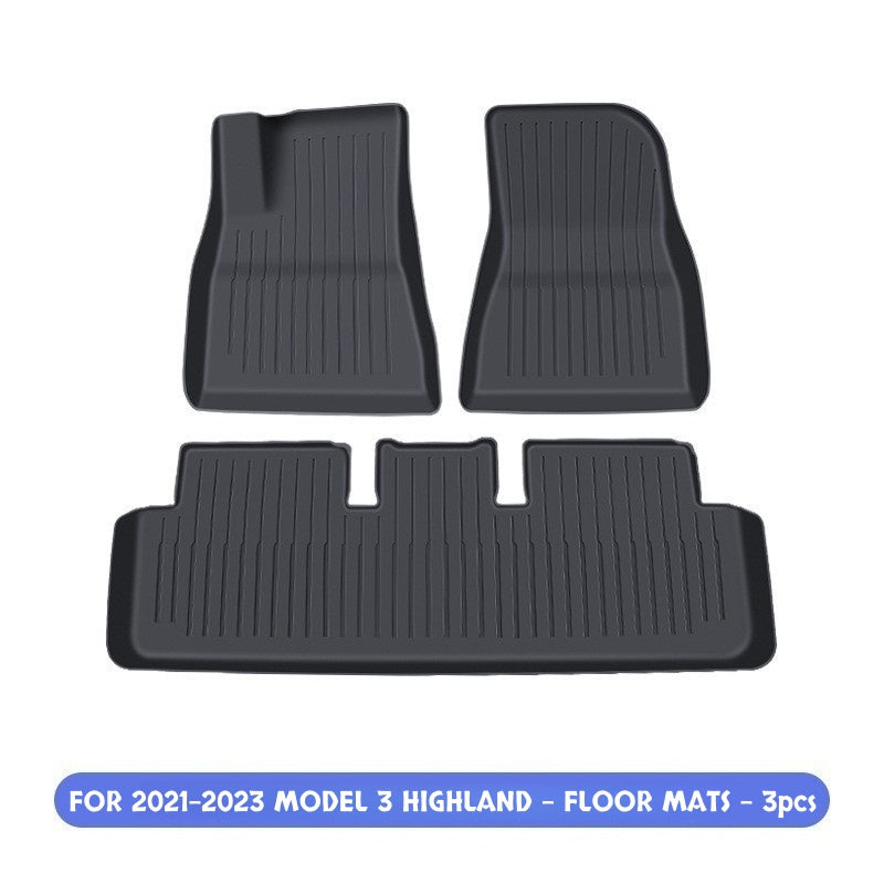 Full coverage interior floor mats for Tesla Model 3 Highland protecting carpets from dirt and moisture