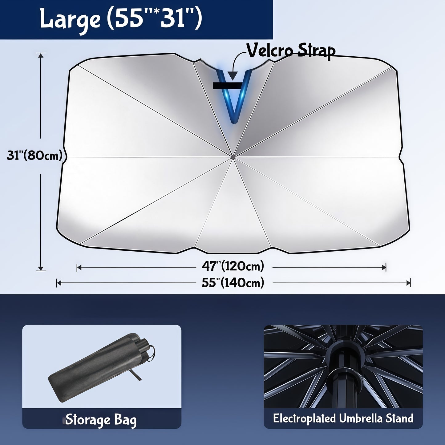 Heat reduction car windshield sunshade umbrella essential for summer parking to keep vehicle interior cooler