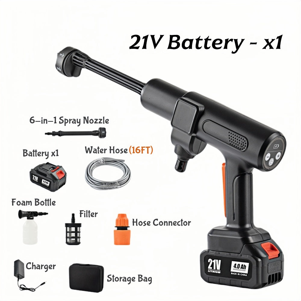 High pressure car washer equipped with brushless motor delivering strong cleaning power for stubborn dirt removal on vehicles and surfaces