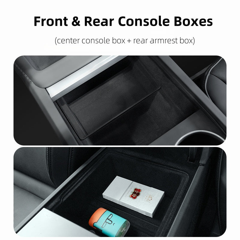 Minimalist organizer tray blending seamlessly with Tesla interior design, enhancing the refined and clean cabin look