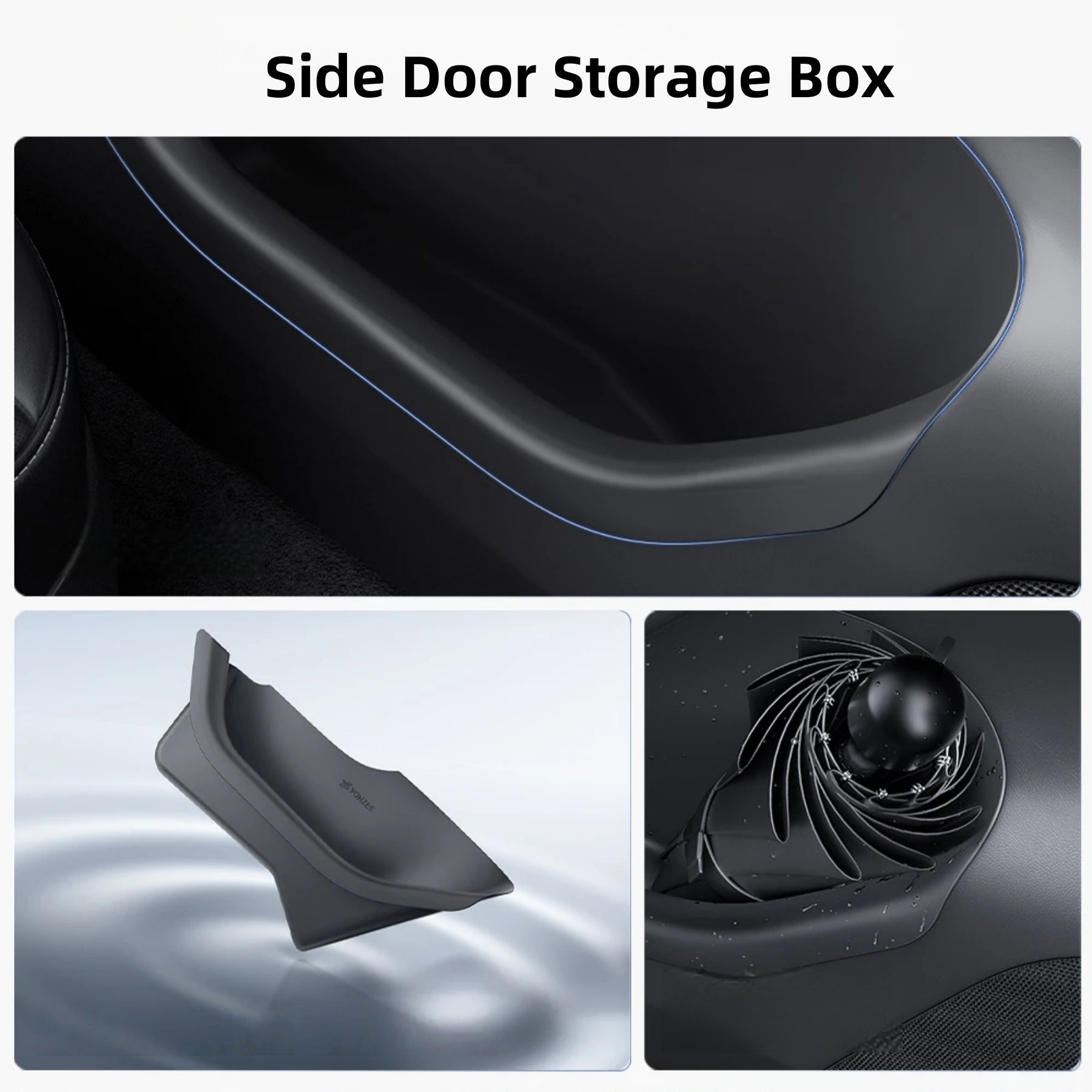 All-weather storage inserts for Model 3 Highland providing everyday practicality and cabin protection from debris and spills