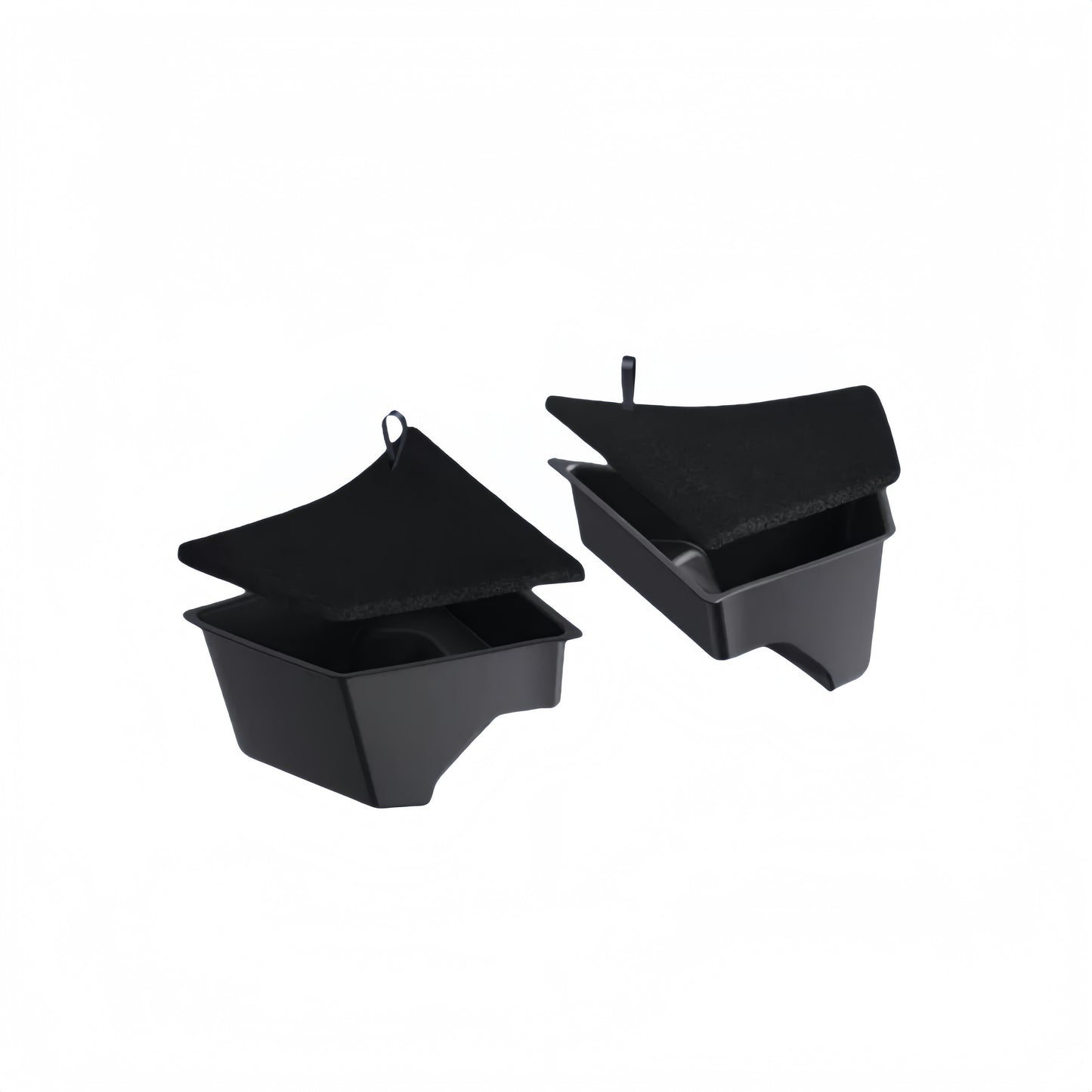 Trunk side storage bins with lids designed specifically for Tesla Model 3 Highland 2024-2025, adding hidden rear trunk organization