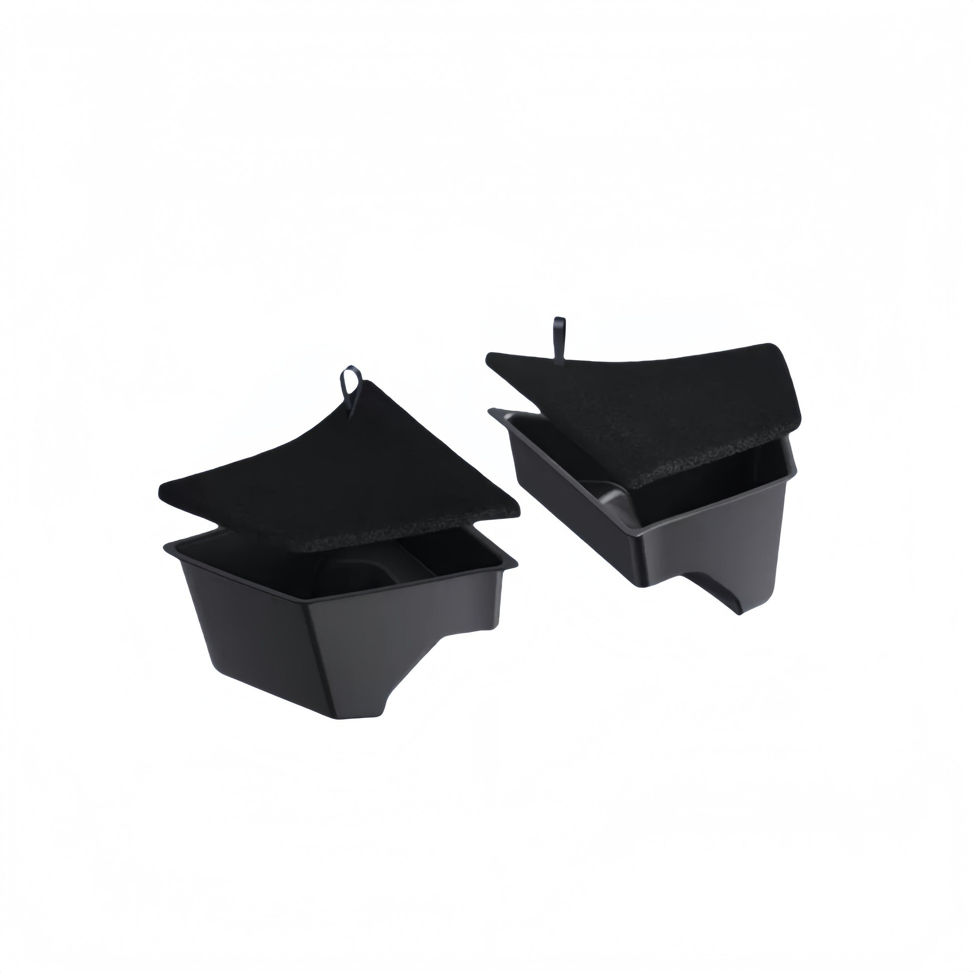 Trunk side storage bins with lids designed specifically for Tesla Model 3 Highland 2024-2025, adding hidden rear trunk organization