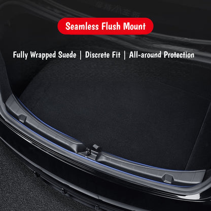 Full-width trunk sill protector for Model 3 Highland providing complete rear bumper coverage for daily cargo loading