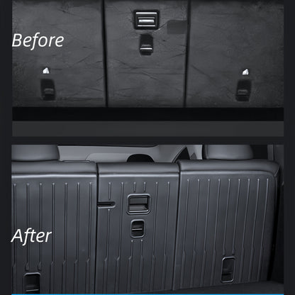 All-weather backrest cover for the Model Y Juniper, blocking dust, snow, and spills with raised-edge TPE construction