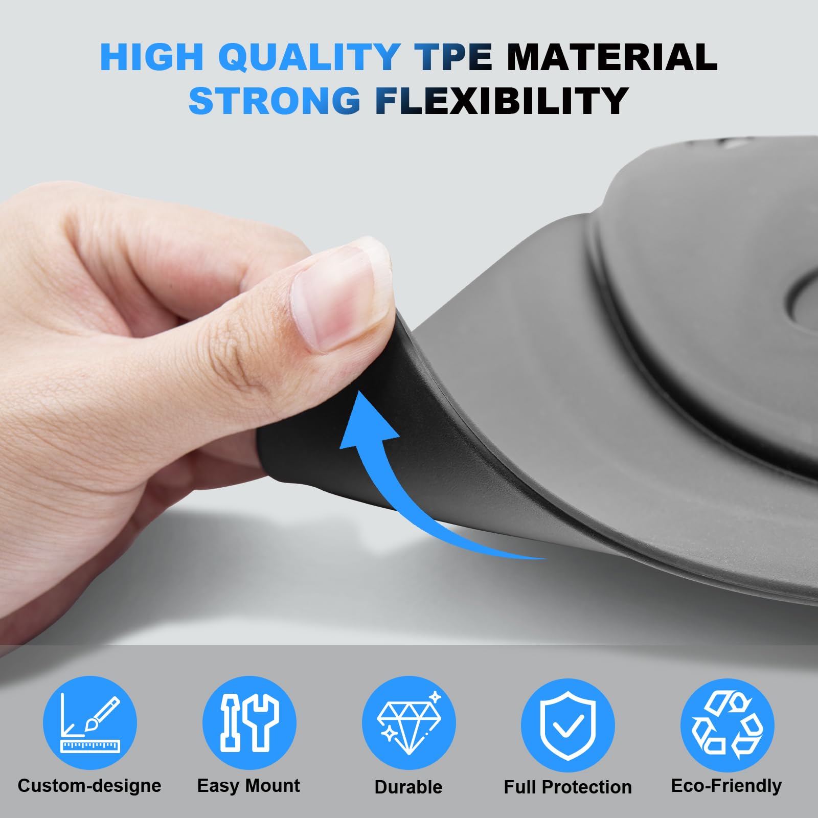 Custom-fit mud flaps for Tesla Model Y Juniper with OEM-style finish, protecting wheel arches from stones and dirt