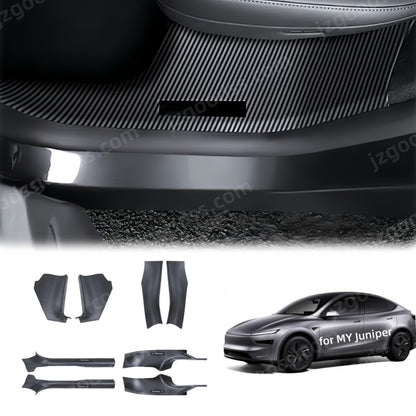 Model Y Juniper interior upgrade carbon fiber sill trim set designed for style improvement and scratch prevention