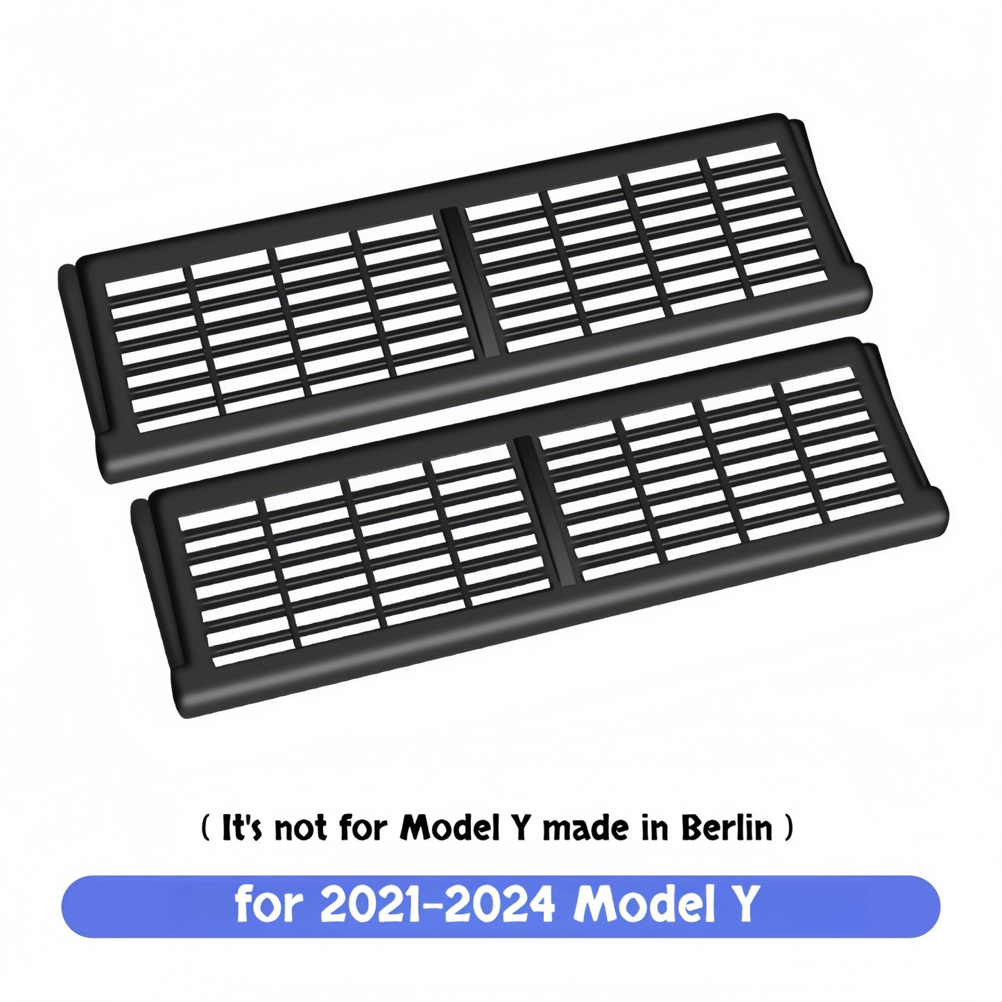 Package includes two under seat rear air vent covers designed for Model Y rear HVAC vent protection