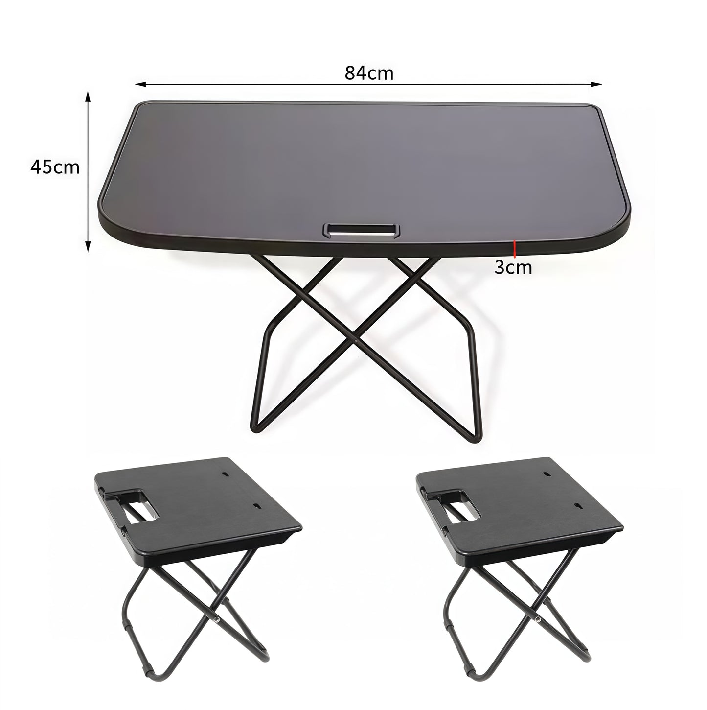 Multi-purpose Tesla Model Y trunk table serving as a picnic station, tailgate dining area, or mobile workstation on the go