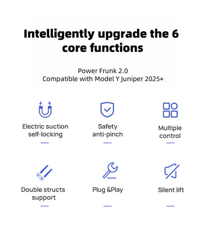 Upgraded Power Frunk 2.0 – Hands-Free, Noiseless & Secure Compatible with 2025 Tesla Model Y Juniper