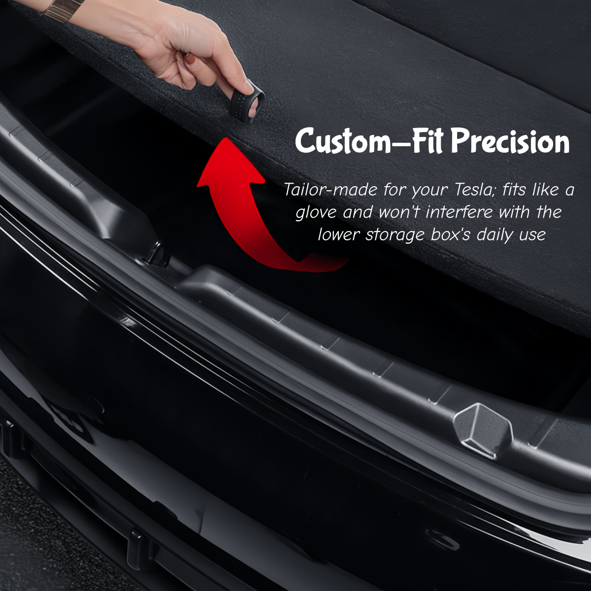 Non-slip rear bumper protector for Model 3 Highland providing safer cargo loading with textured TPE surface