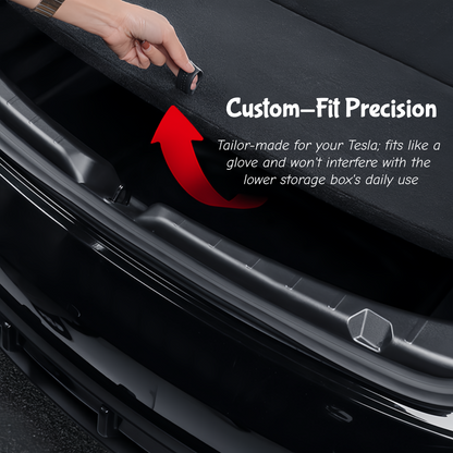 Non-slip rear bumper protector for Model 3 Highland providing safer cargo loading with textured TPE surface