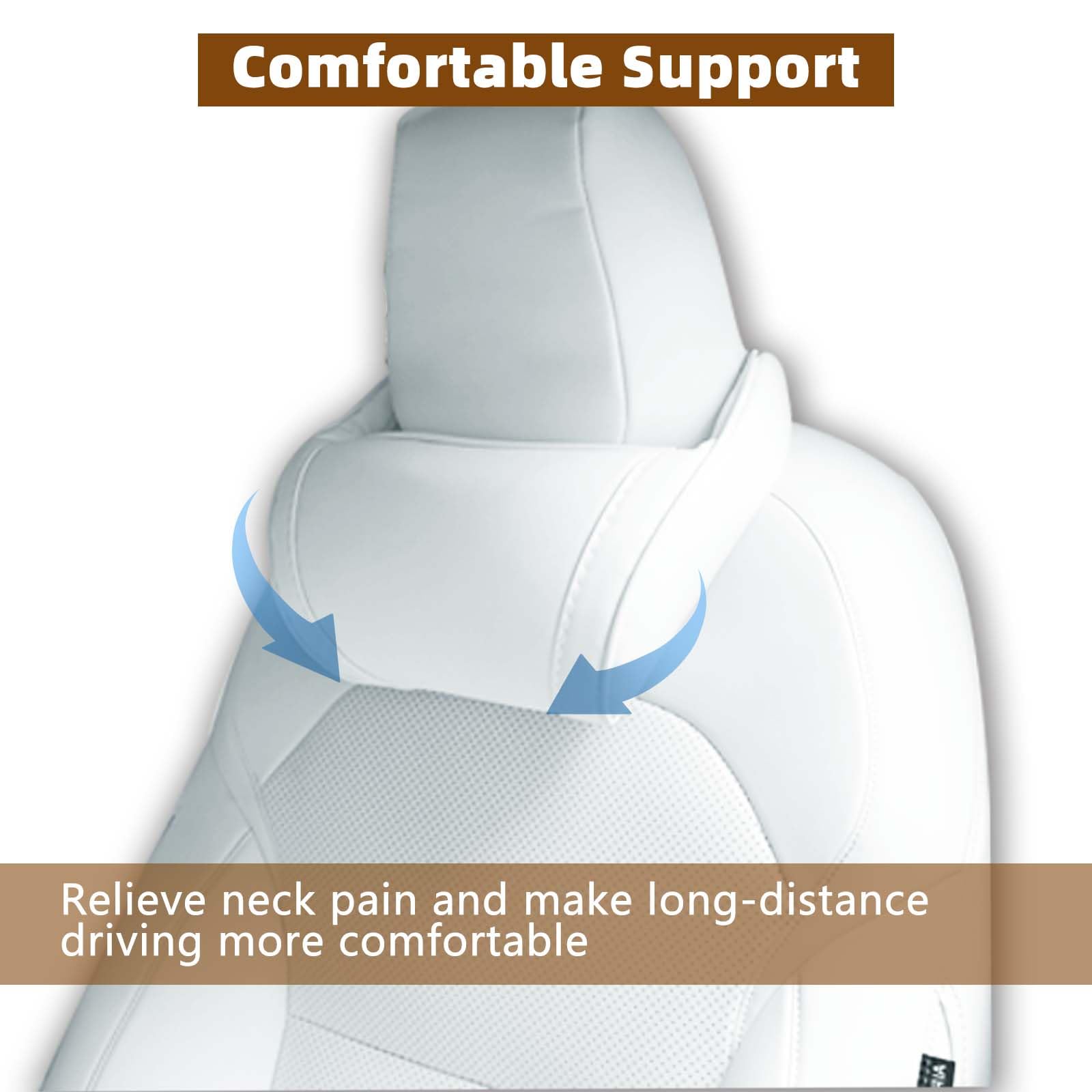 Pair of memory foam car neck pillows providing balanced support for driver and passenger with soft leather finish