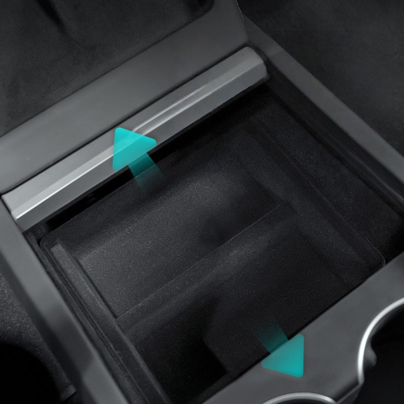 Precision-engineered console insert tray designed for 2024+ Model 3 and 2025+ Model Y to maximize usable compartment space