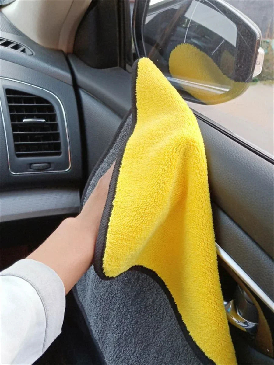Quick dry microfiber towel for car exterior and glass cleaning delivering spotless and clear finish