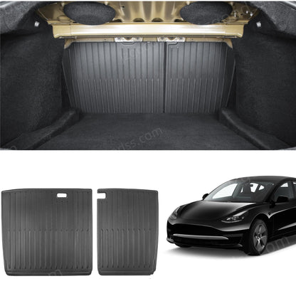 Rear seat protector made with easy-clean TPE material, offering waterproof and stain-resistant protection for Tesla Model 3 owners