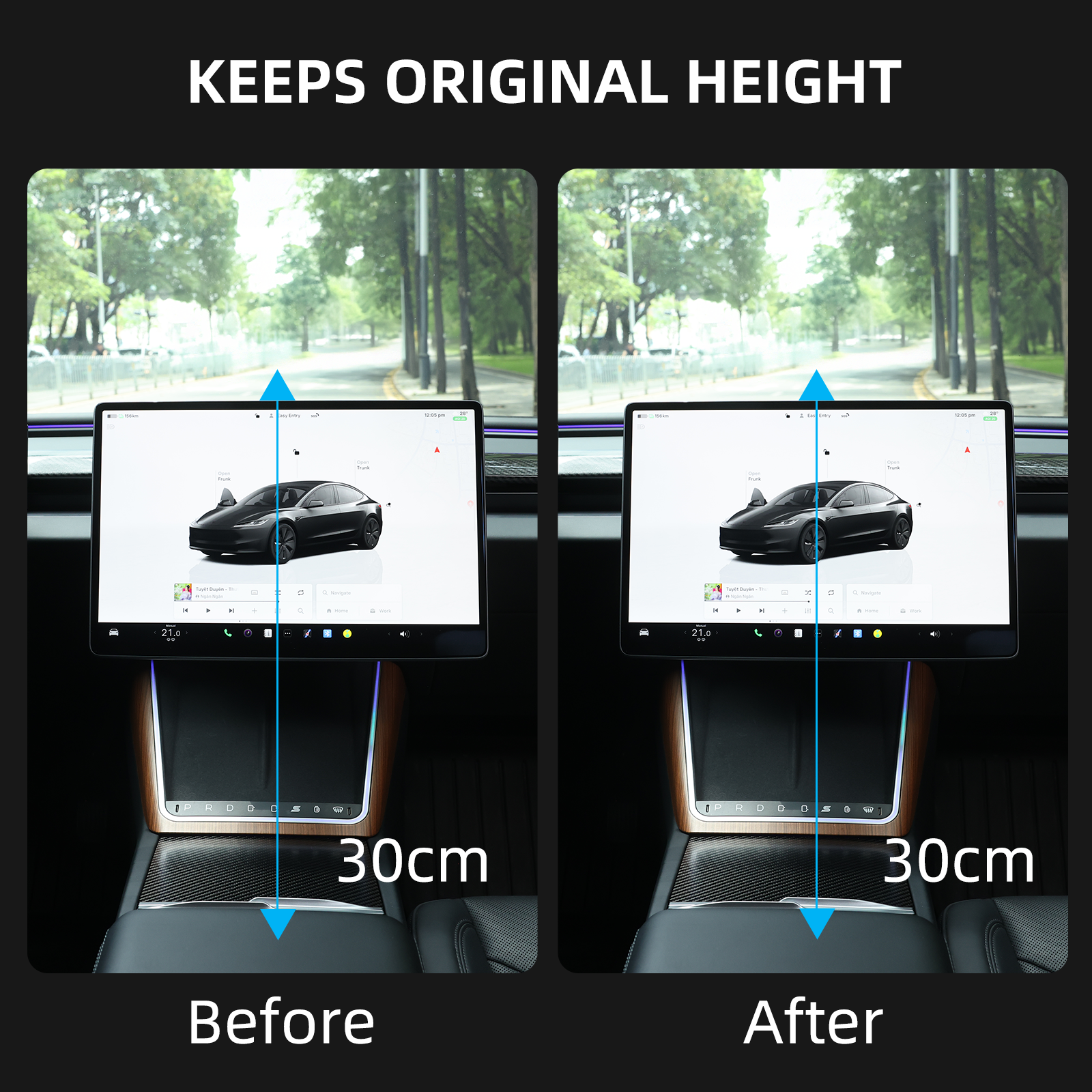 Safe rotating screen mount designed to maintain cable clearance in Model Y Juniper, preventing cable strain and ensuring longevity
