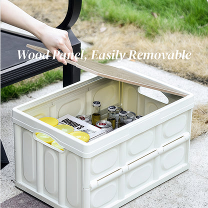 Collapsible storage box with reflective feature for added roadside safety during camping or car trips