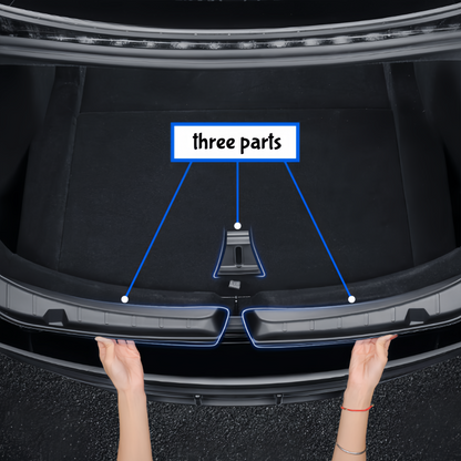 Scratch-resistant trunk sill guard for Model 3 Highland protecting paint during groceries, luggage, and tool loading