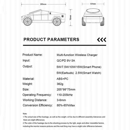 Sleek desktop charging hub with cybertruck-style geometry and magnetic stand for clean, clutter-free charging organization