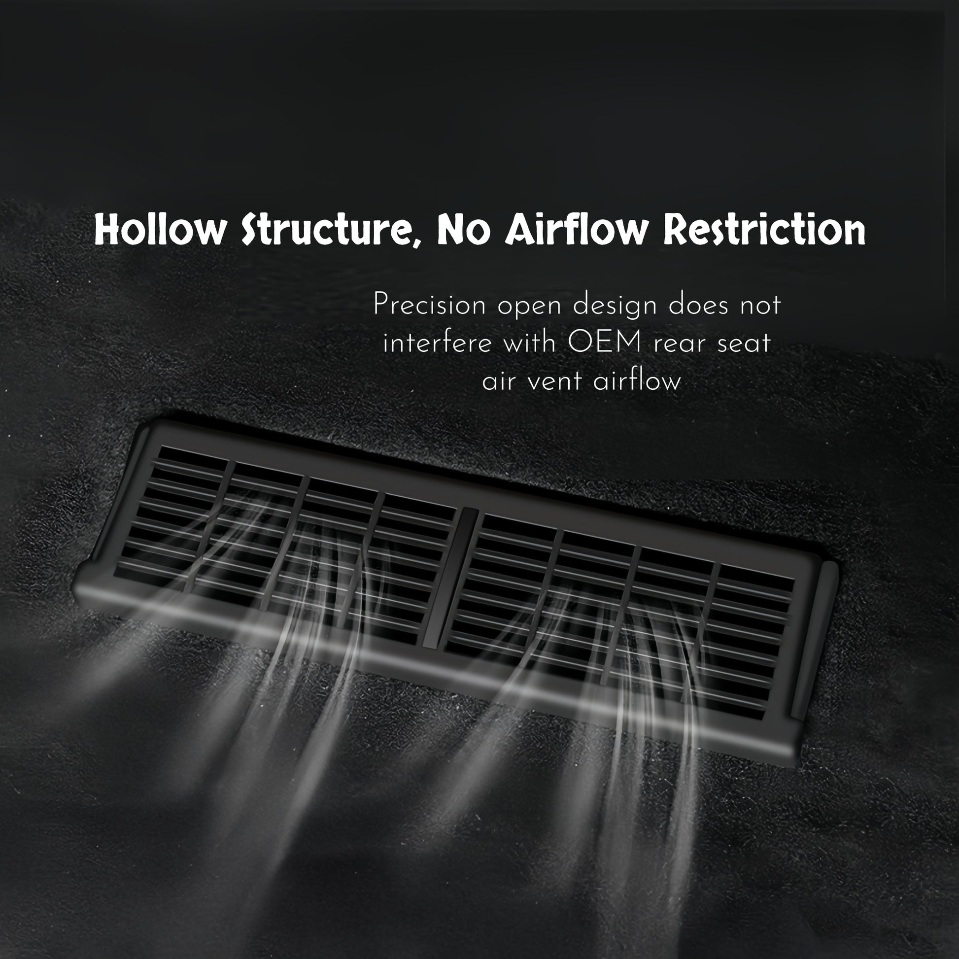 Snap-on under seat air vent cover for Model Y installs easily without tools, glue, or permanent modifications