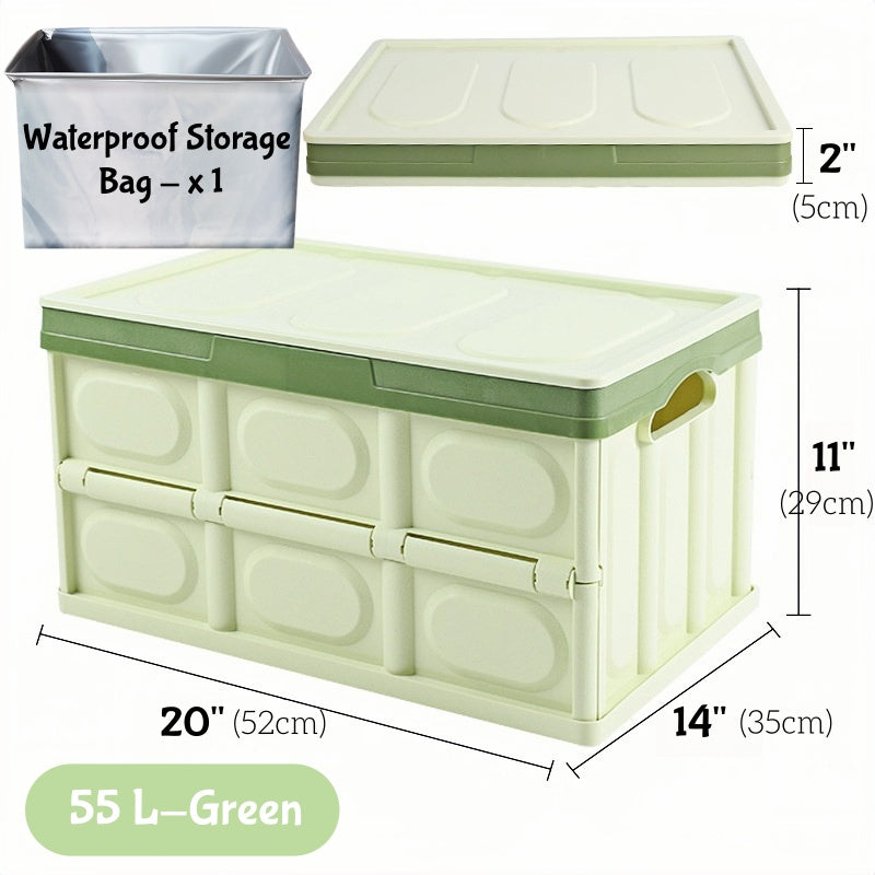 Space-saving foldable trunk organizer helping maintain a clean and tidy car interior with efficient storage compartments