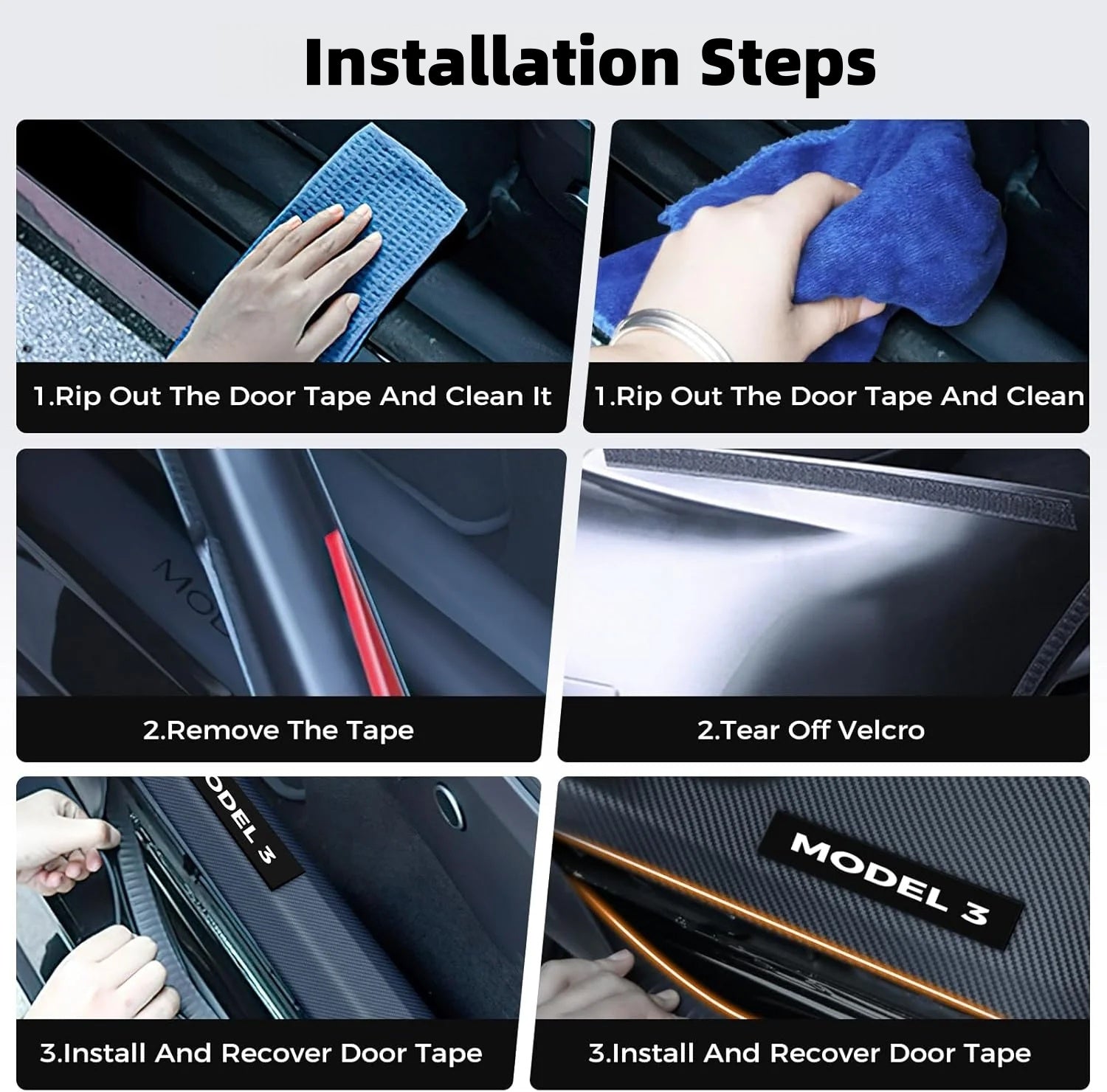 Sporty carbon fiber door step guard offers sleek protection and enhances the interior look of the 2025+ Model Y 5-seater