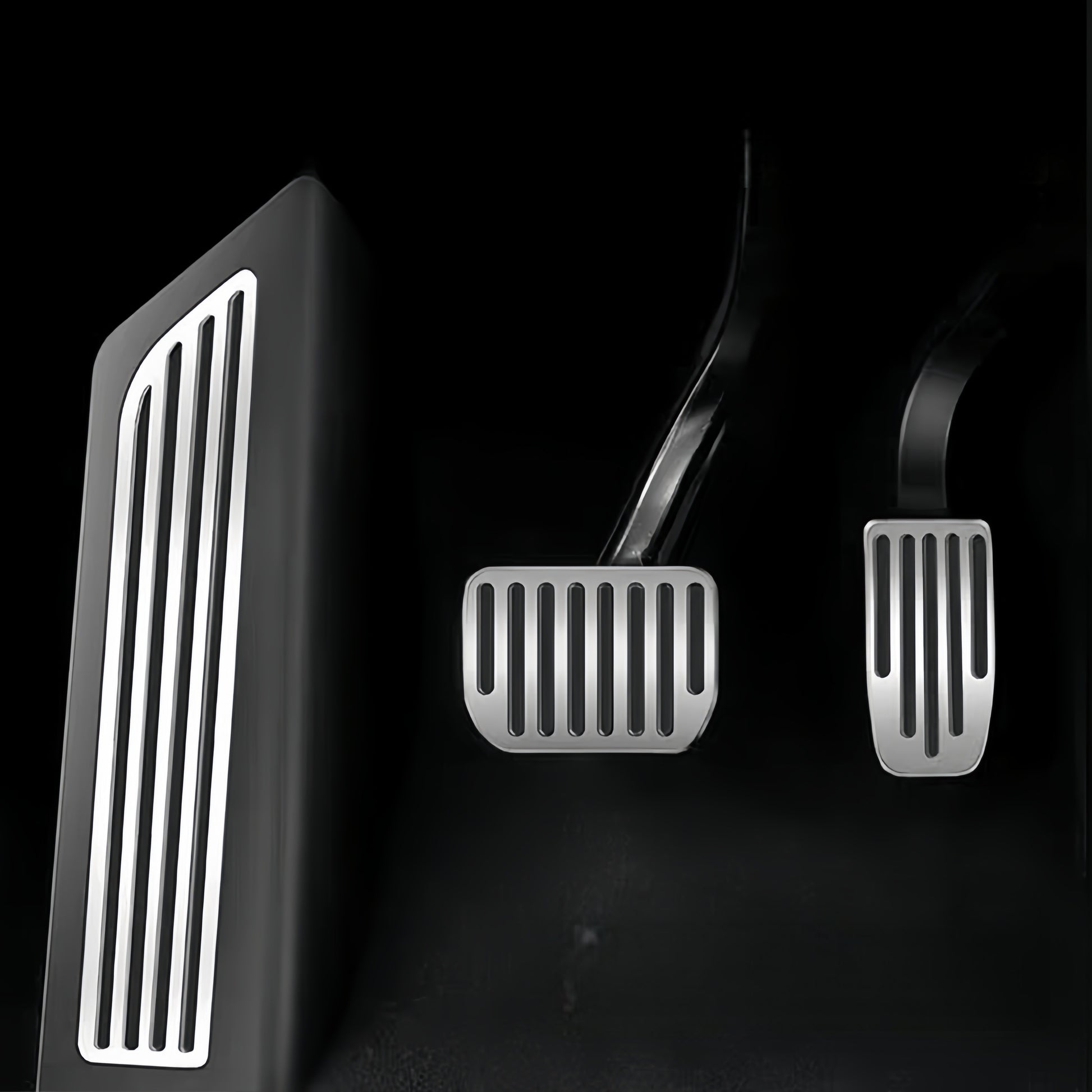 Precision fit pedal cover set compatible with Tesla Model 3 Highland and Model Y Juniper editions for enhanced driving feel