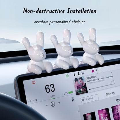 Custom-fit dog ornament shaped to match the curve of Tesla center displays for a clean and integrated appearance