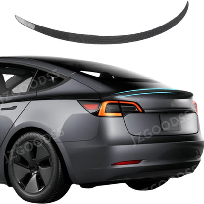 Drag-reducing rear spoiler for 2024 Tesla Model 3 enhancing stability and delivering smoother aerodynamic performance.