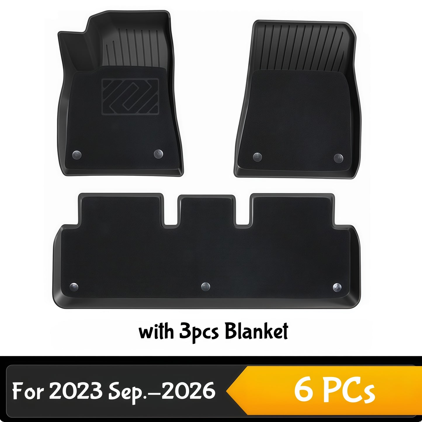 6 piece Tesla Model 3 floor mats set with detachable carpet layers for added comfort