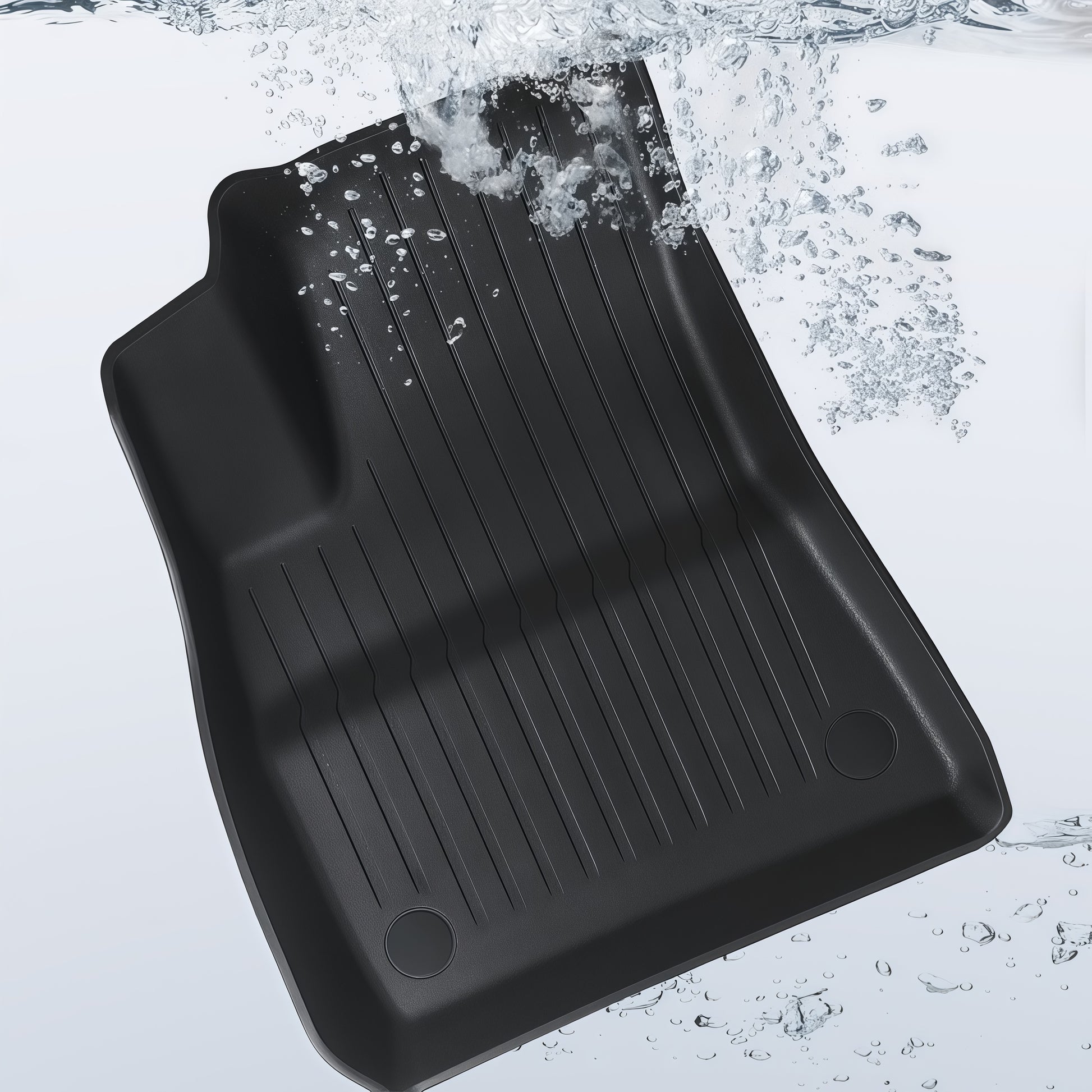 Anti-slip Tesla Model 3 floor liners with secure hook and loop fasteners to prevent shifting
