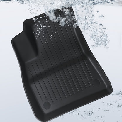 Anti-slip Tesla Model 3 floor liners with secure hook and loop fasteners to prevent shifting