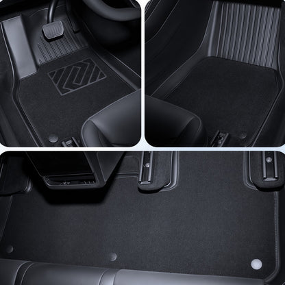 Precision laser-measured Tesla Model 3 floor mats ensuring edge-to-edge custom interior coverage