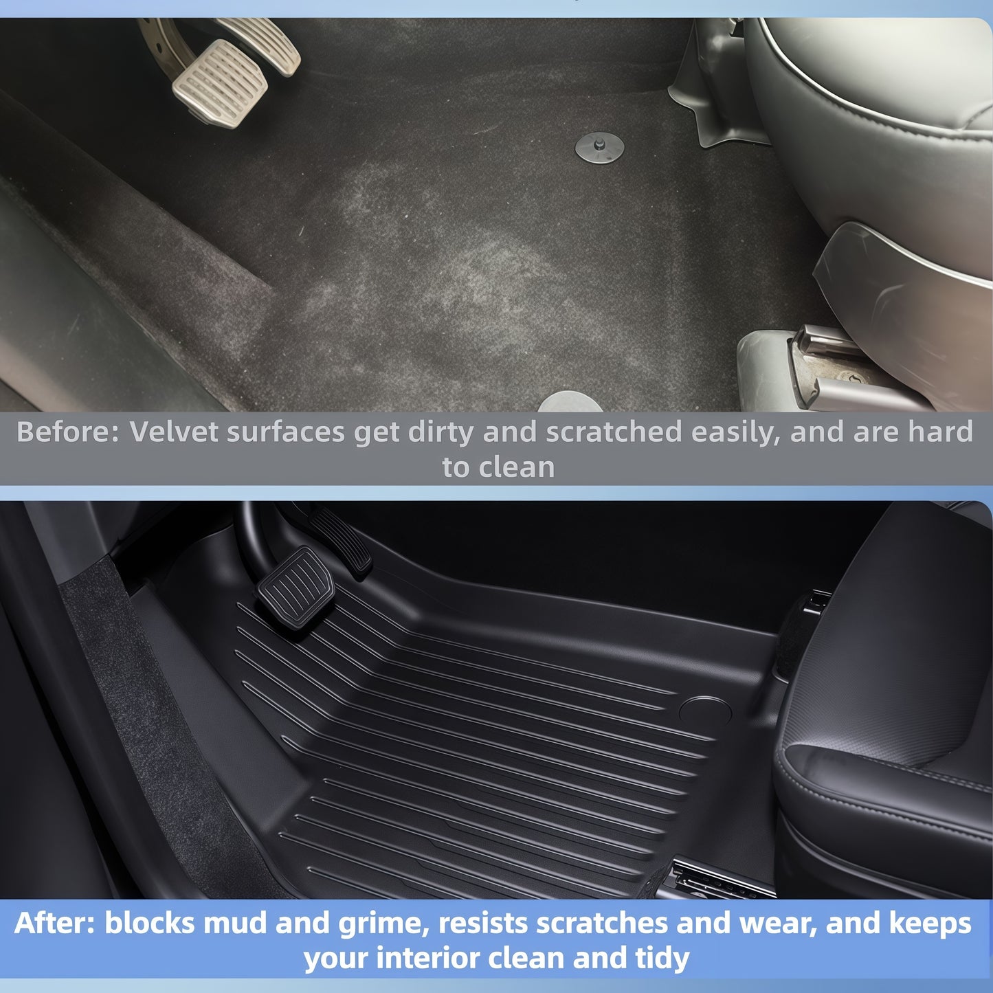 Full coverage Tesla Model 3 floor mats designed for maximum interior protection