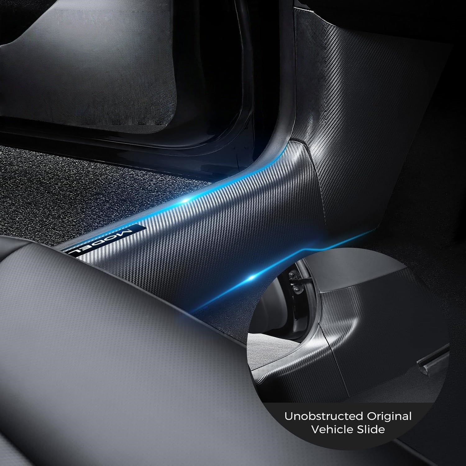 ABS carbon fiber door sill guards custom-fit for the 2024–2025 Model 3 Highland, helping prevent scuffs and scratches