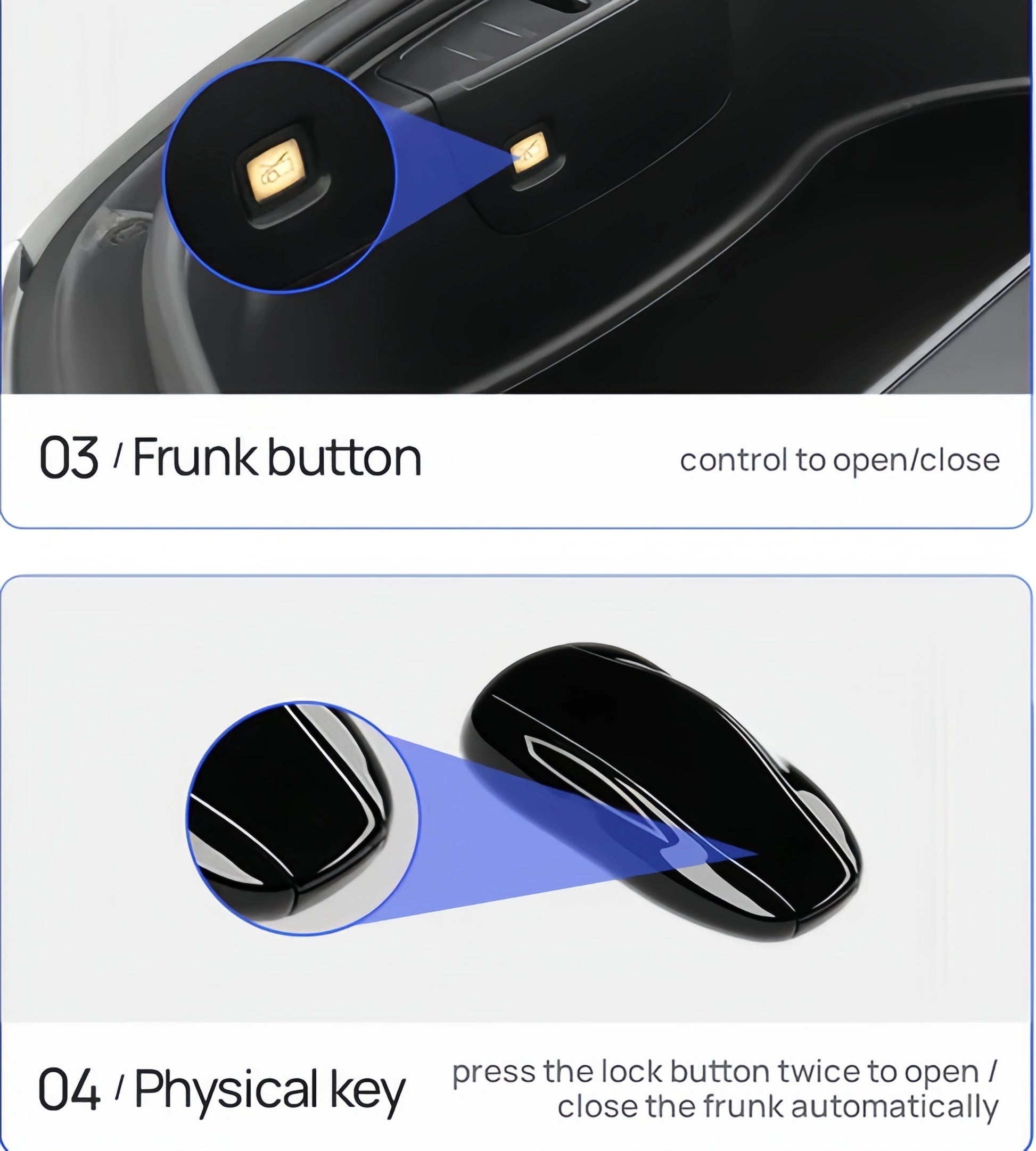Dual aluminum struts ensure whisper-quiet operation of automatic front trunk for 2025 Tesla Model 3 Highland