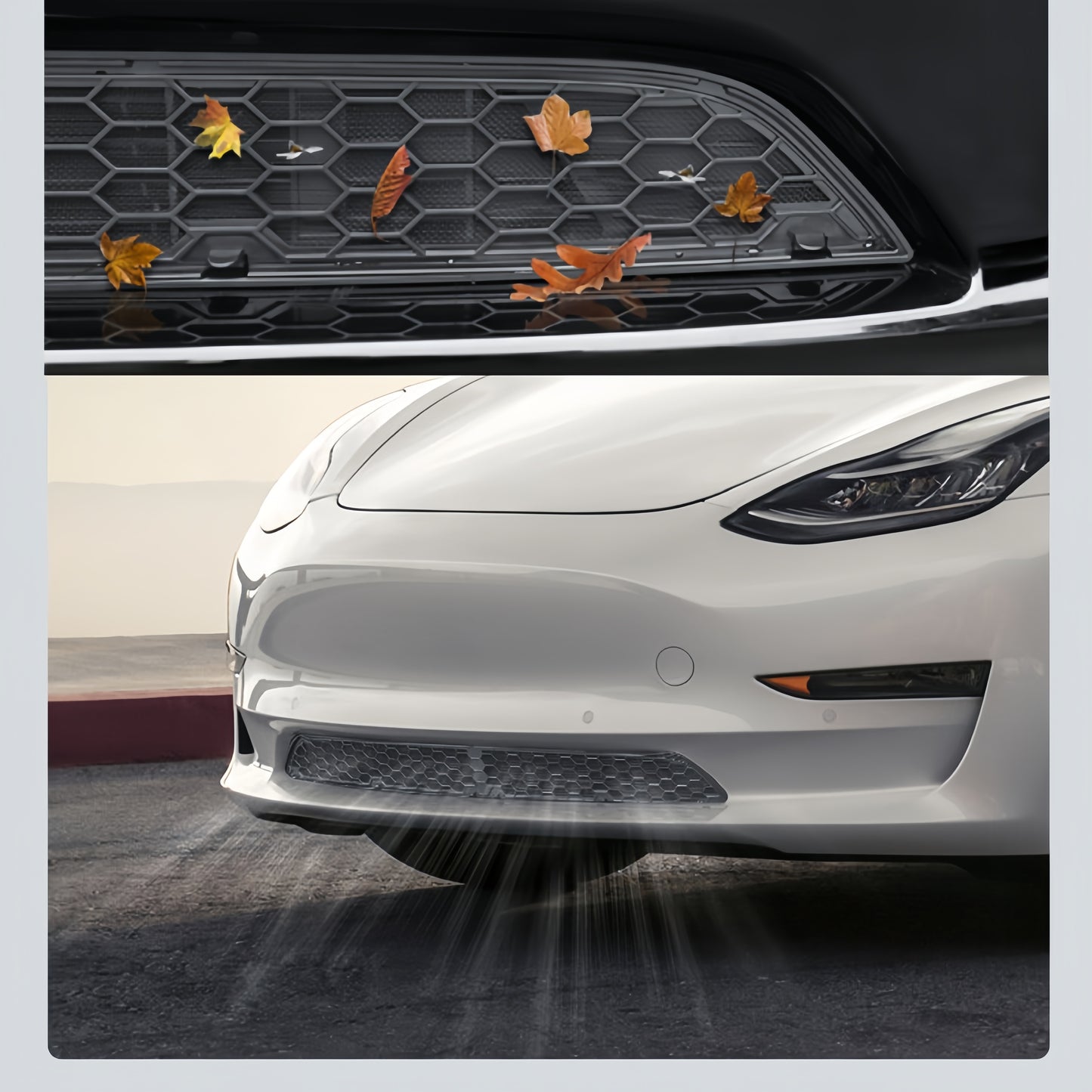 Durable ABS and stainless steel mesh grille for Tesla Model 3 Highland, rust-resistant and easy to clean