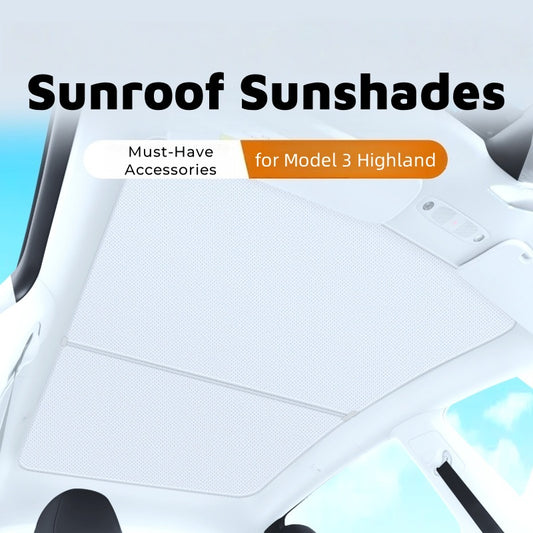 Foldable sunroof sunshade for Tesla Model 3 2024+ Highland, offering strong UV and heat insulation to keep the cabin cooler