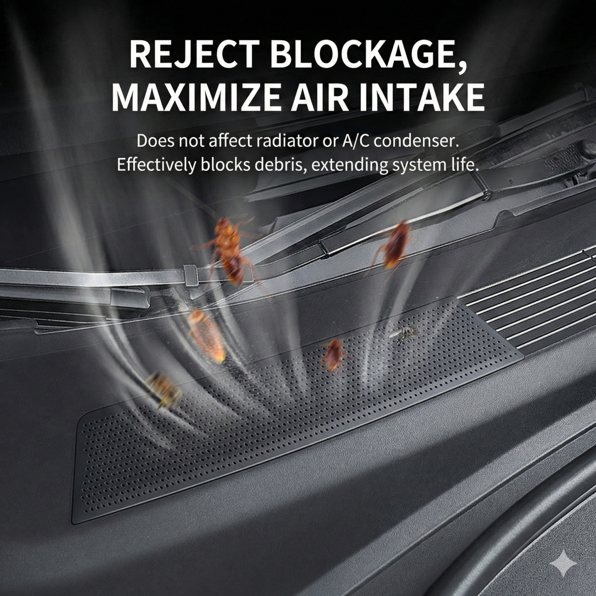 HVAC air intake debris protection cover for Tesla Model 3 Highland to keep airflow clean and unrestricted