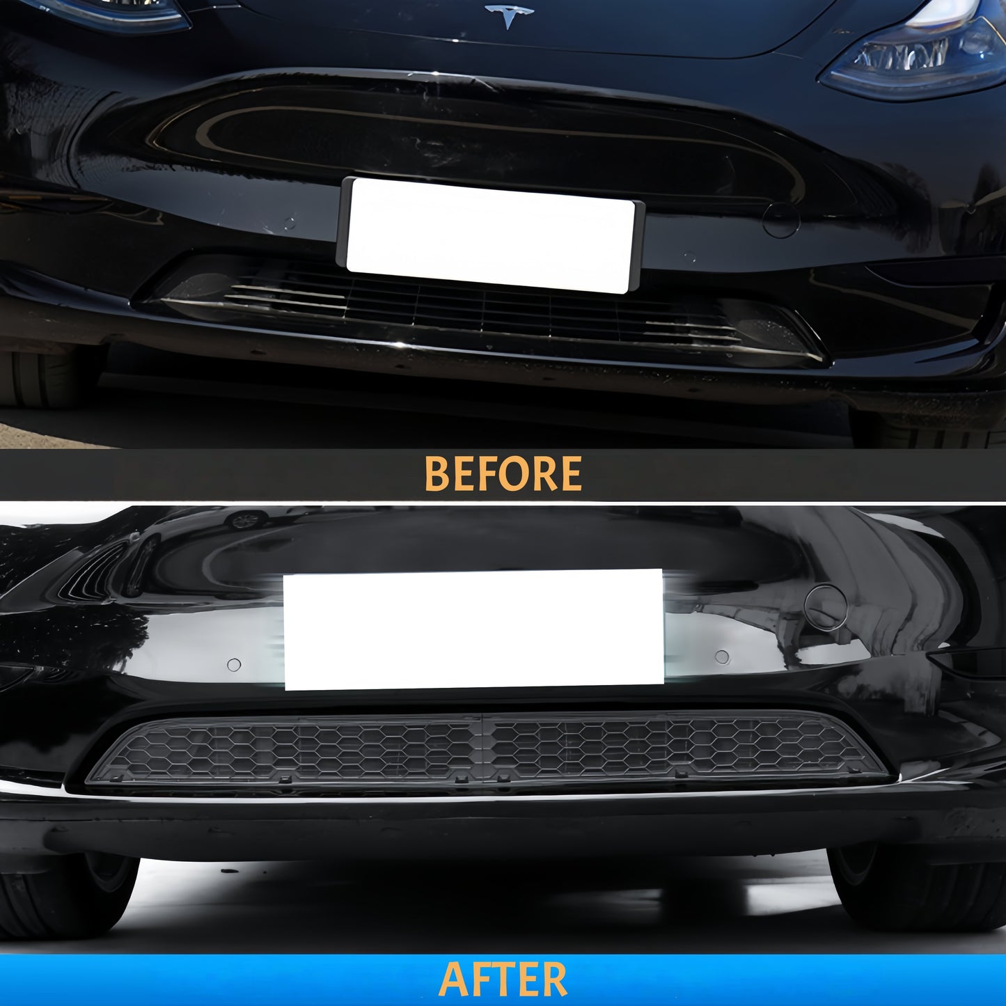 Protective front bumper grille for Tesla Model 3 Highland, custom-designed for radiator protection and improved airflow