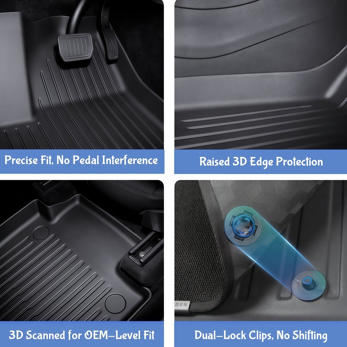 Eco-friendly TPE floor mats for Tesla Model 3 made from odorless waterproof material