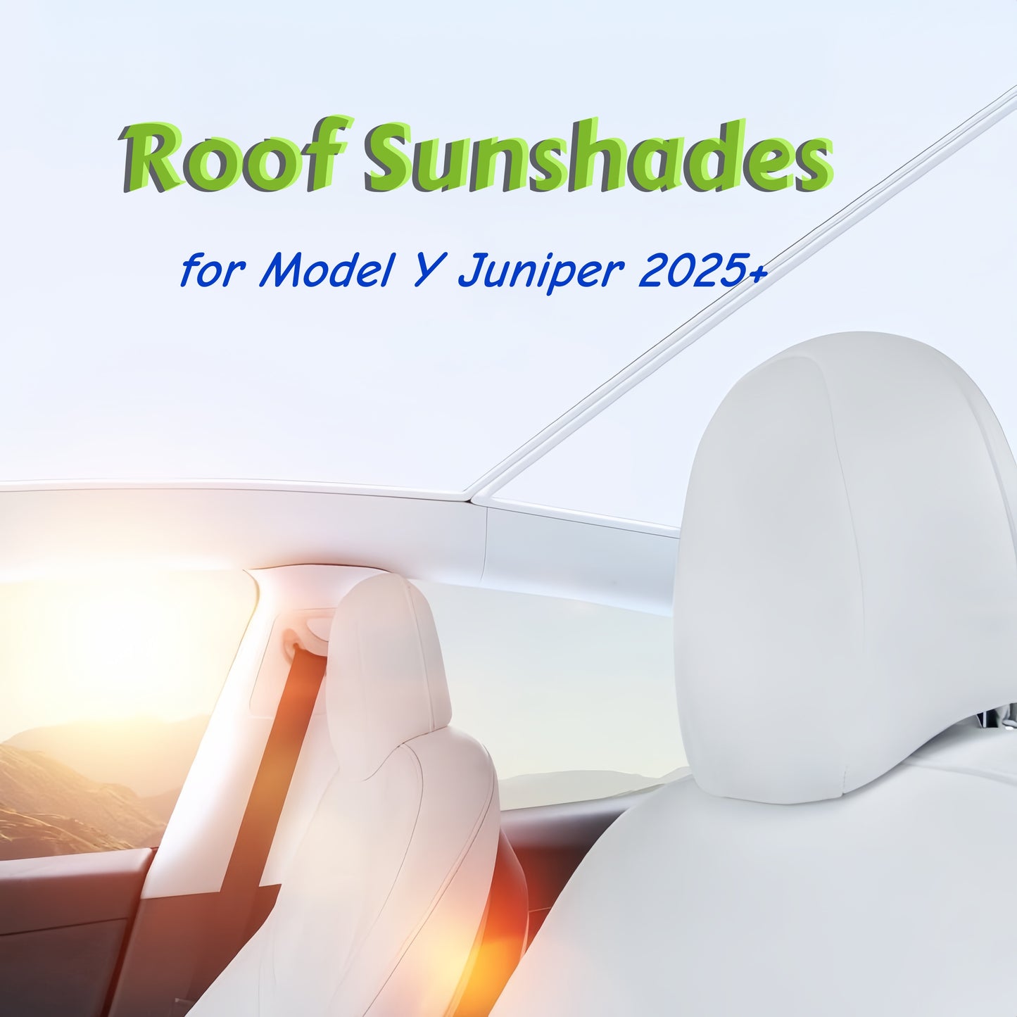 Premium Tesla Model Y 2025-2026 roof sunshade for front and rear glass, blocks sunlight, protects interior