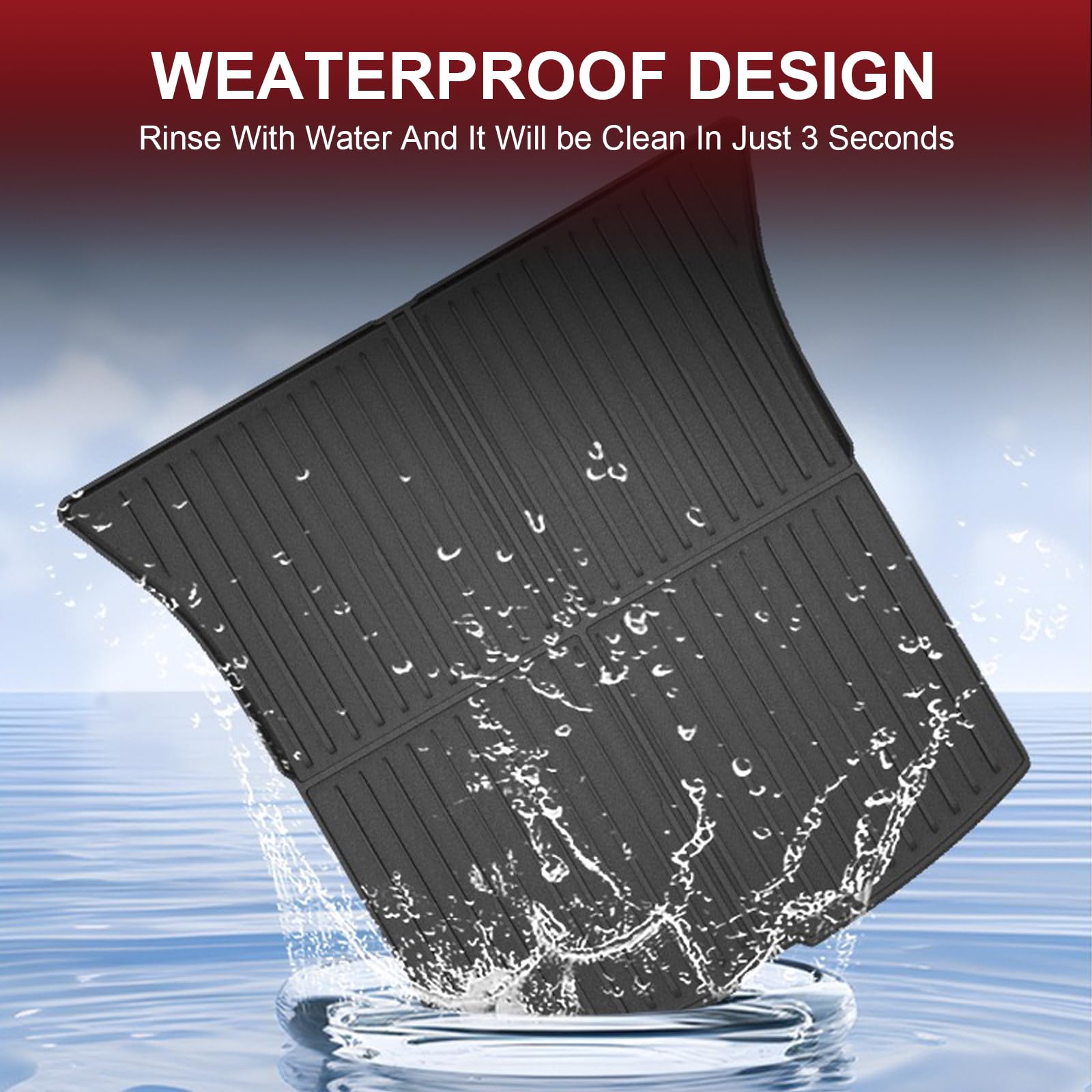 Foldable trunk mat for Tesla Model Y 2025 that ships compact and quickly returns to its original shape after unpacking