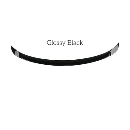 Gloss black ABS performance spoiler for Tesla Model Y 2025, enhancing rear aerodynamics, stability, and sporty exterior look